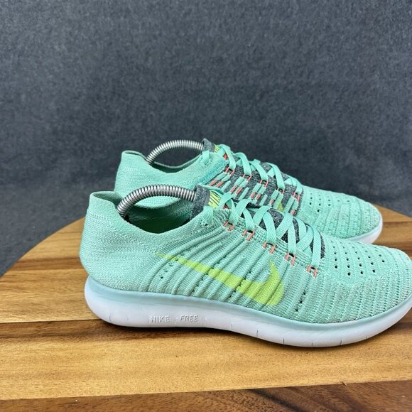 Nike Free Rn Flyknit Green Glow Woman’s Size 6.5 (831070-300) - Picture 3 of 12